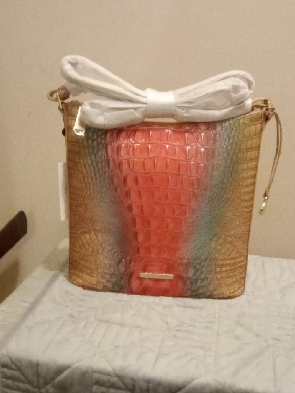 Brahmin Katie Women’s Multicolor Croc-Embossed Shoulder Bag